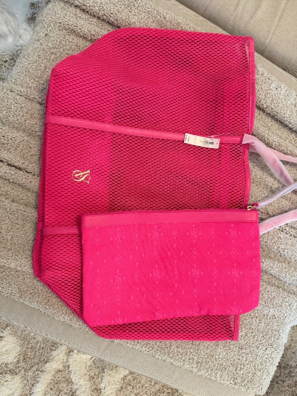 Victoria’s Secret Pink Mesh Tote + Pouch Set – NEW w/ Tags 💖